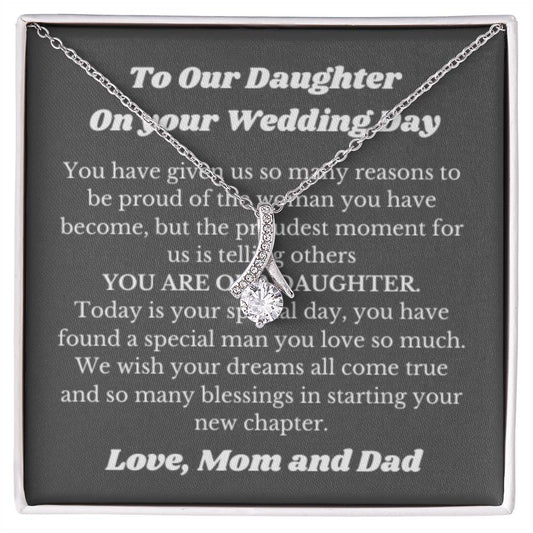 Necklace Gift for Daughter on Her Wedding Day from Parents, Bride Gift from Mom and Dad, Daughter Wedding Gifts