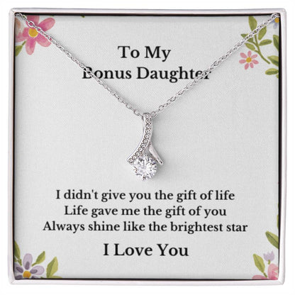 To My Bonus Daughter Necklace, Jewelry Gift From Parents Bright Star Necklace, Step Daughter Gift