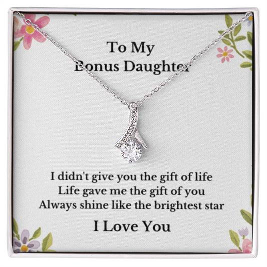 To My Bonus Daughter Necklace, Jewelry Gift From Parents Bright Star Necklace, Step Daughter Gift