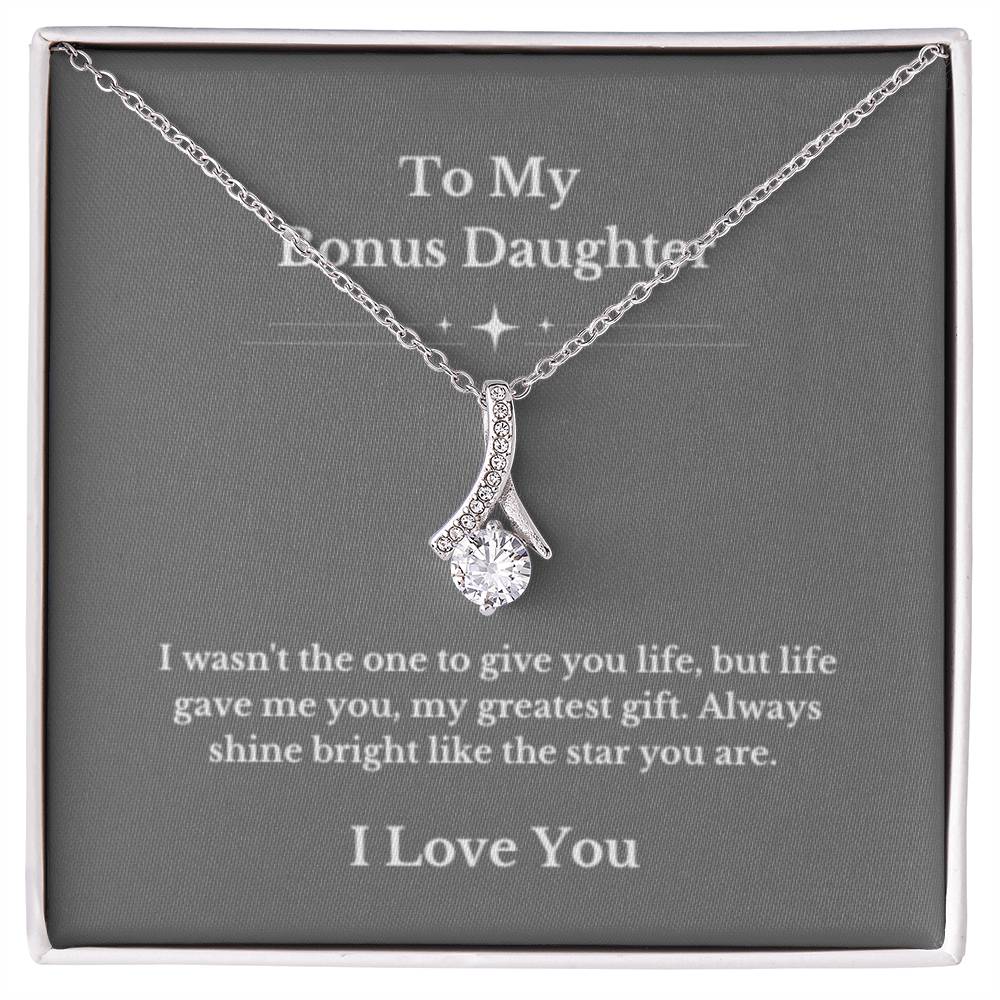 To My Bonus Daughter Necklace, Jewelry Gift From Parents Bright Star Necklace, Step Daughter Gift