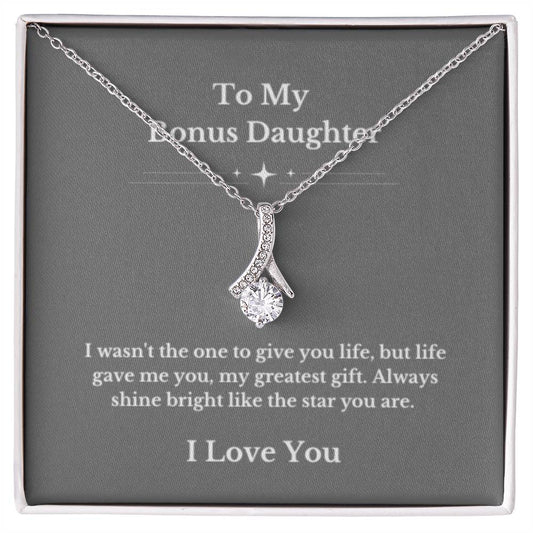 To My Bonus Daughter Necklace, Jewelry Gift From Parents Bright Star Necklace, Step Daughter Gift