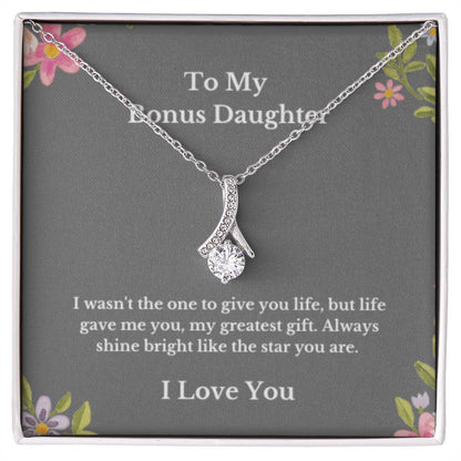 To My Bonus Daughter Necklace, Jewelry Gift From Parents Bright Star Necklace, Step Daughter Gift