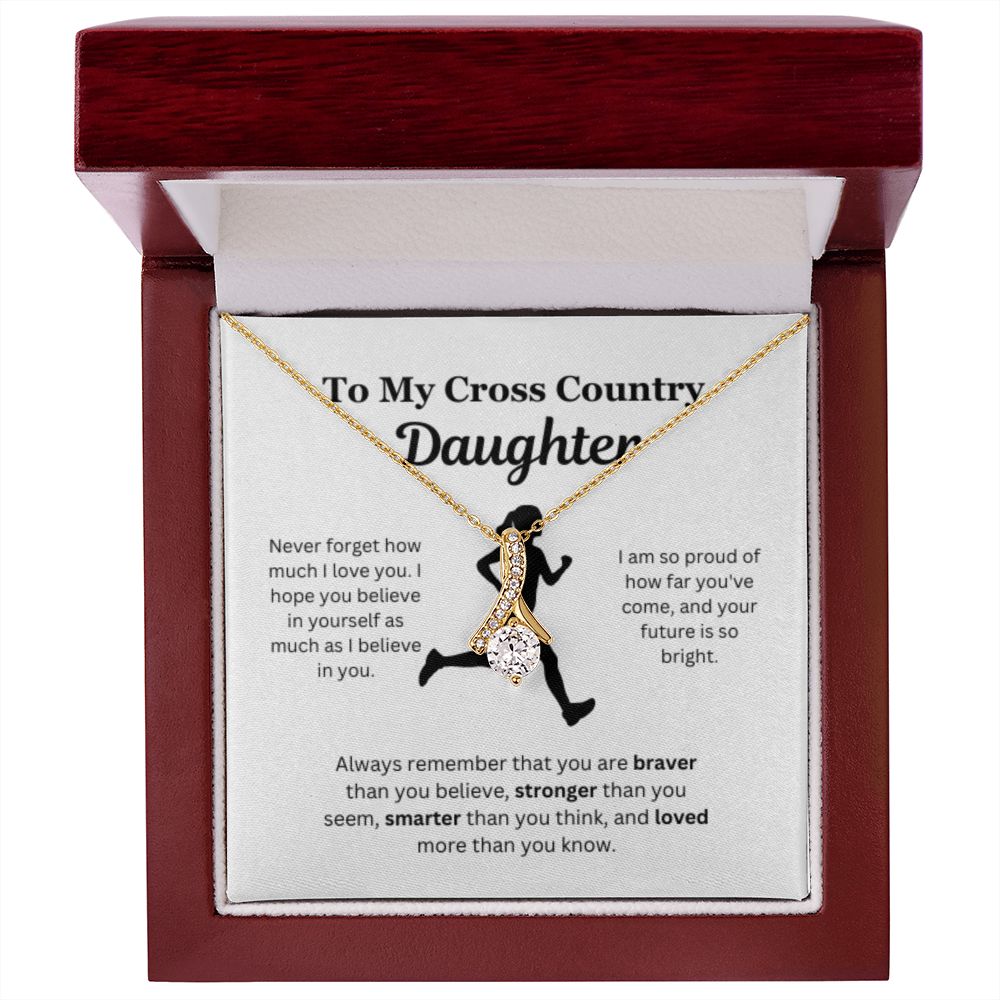 EllePendants To My Cross Country Daughter Necklace, Father Daughter Necklace, Mother Daughter Necklace, Daughter Birthday, Heart Jewelry, Gold Jewelry