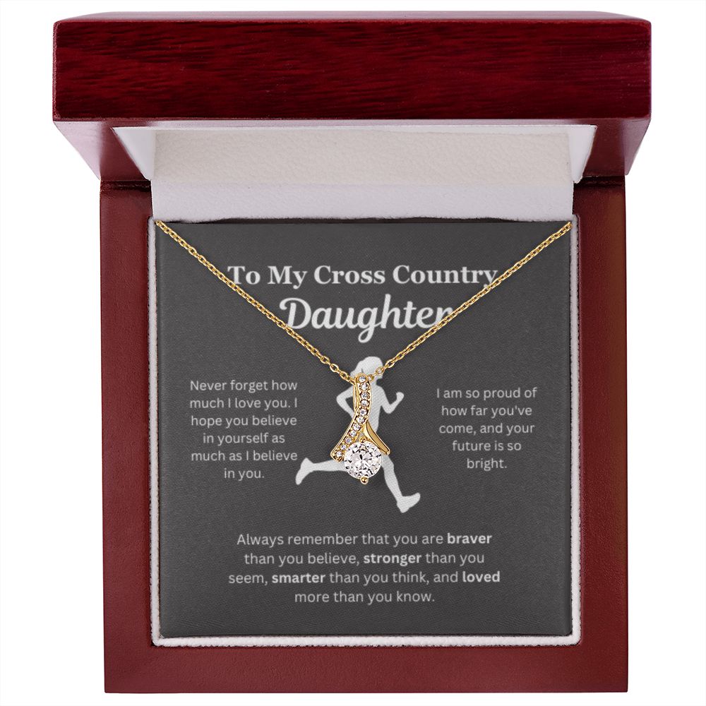 EllePendants To My Cross Country Daughter Necklace, Father Daughter Necklace, Mother Daughter Necklace, Daughter Birthday, Heart Jewelry, Gold Jewelry