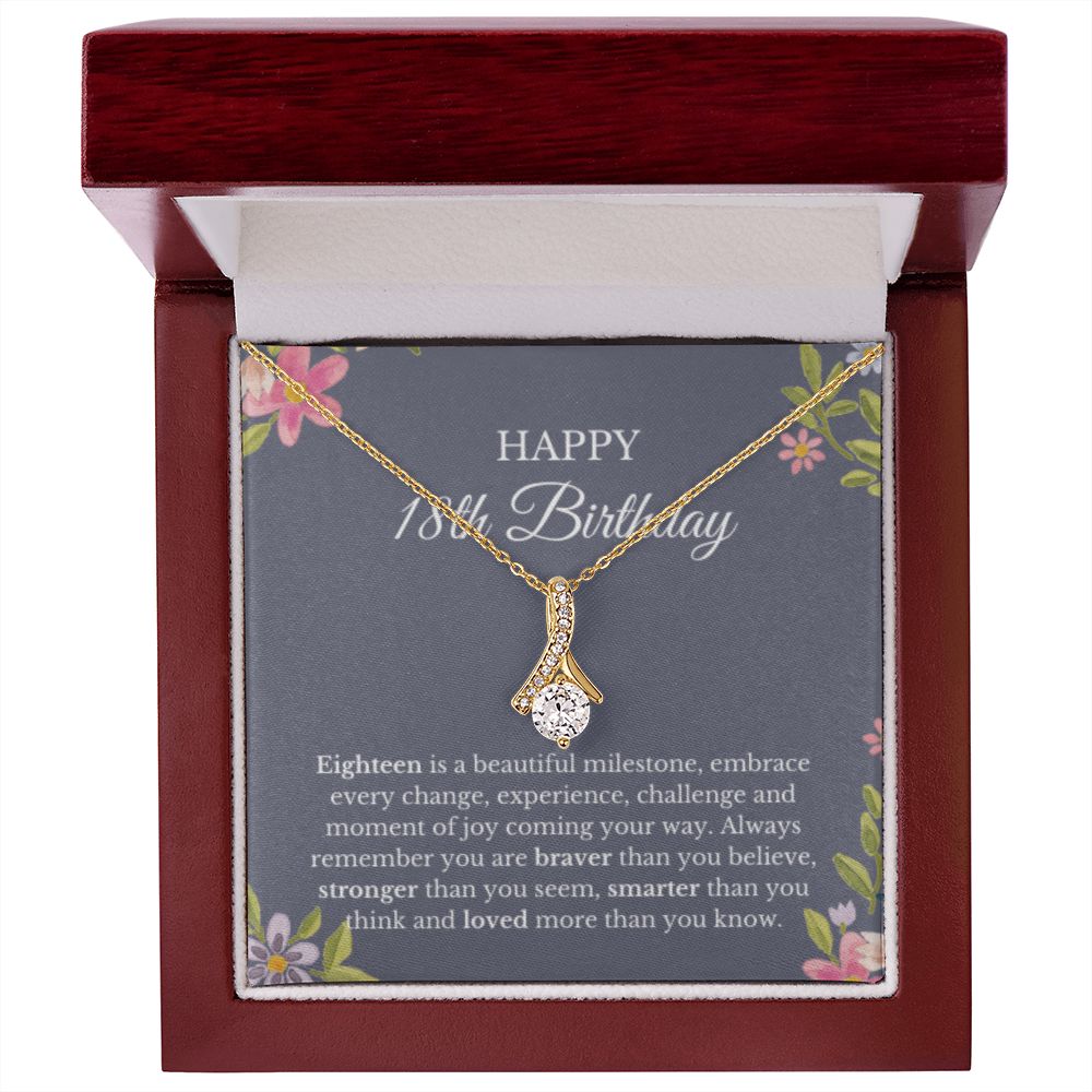 18th Birthday Necklace, Birthday Ribbon Necklace, Birthday Gifts For Woman, Birthday Card, Pendant Necklace