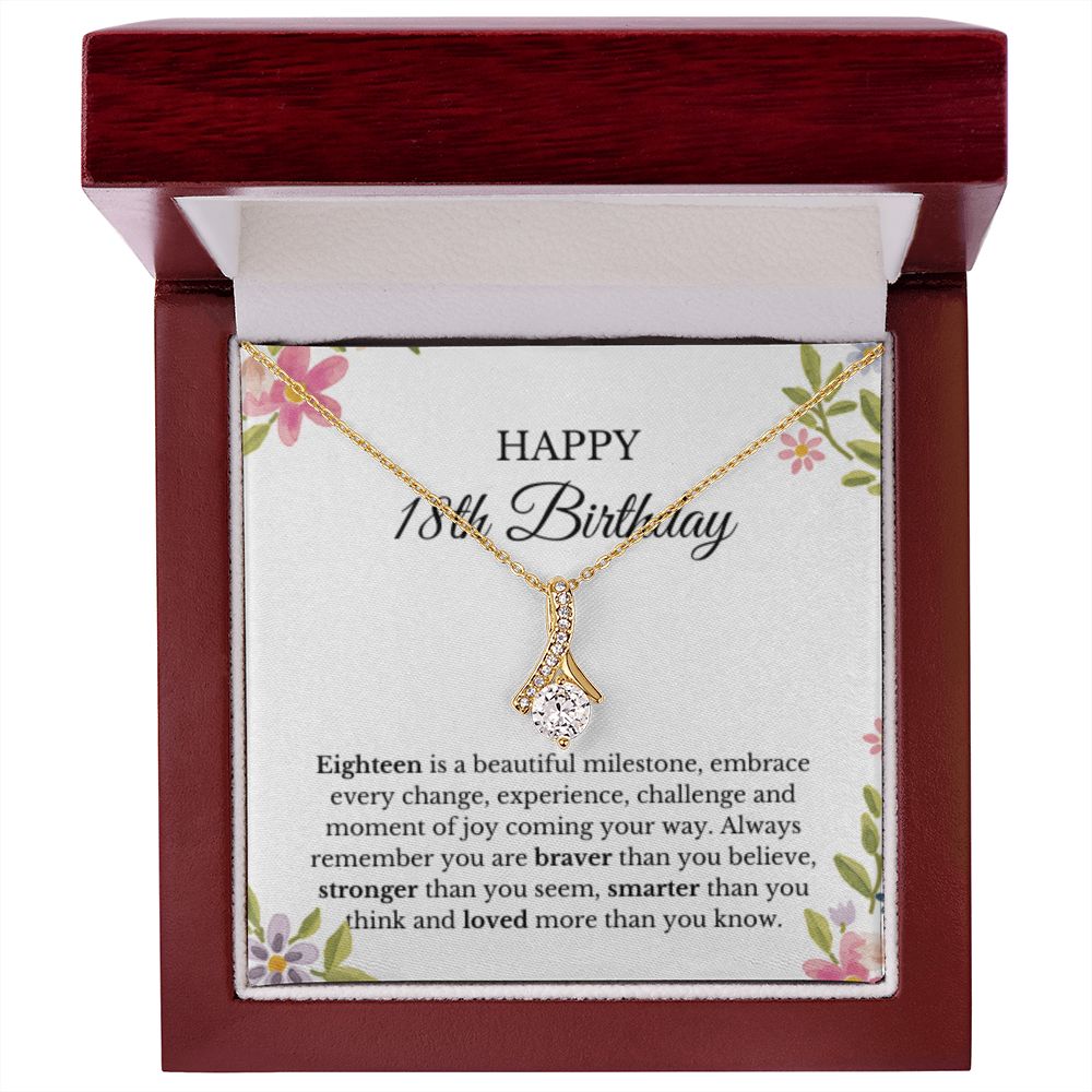 18th Birthday Necklace, Birthday Ribbon Necklace, Birthday Gifts For Woman, Birthday Card, Pendant Necklace