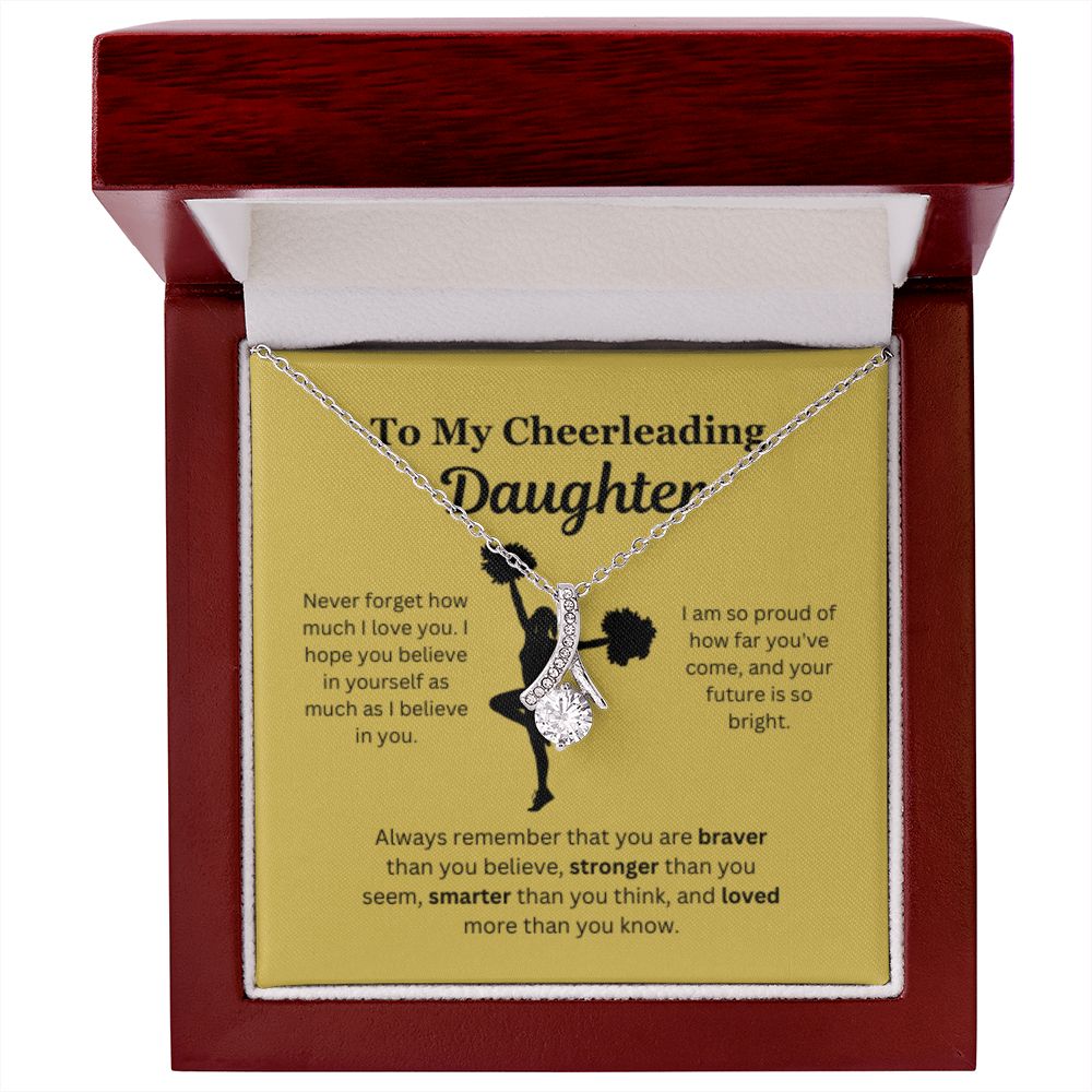 EllePendants To My Cheerleading Daughter Necklace, Father Daughter Necklace, Mother Daughter Necklace, Daughter Birthday, Heart Jewelry, Gold Jewelry, Interlocking Hearts, Message Card Necklace