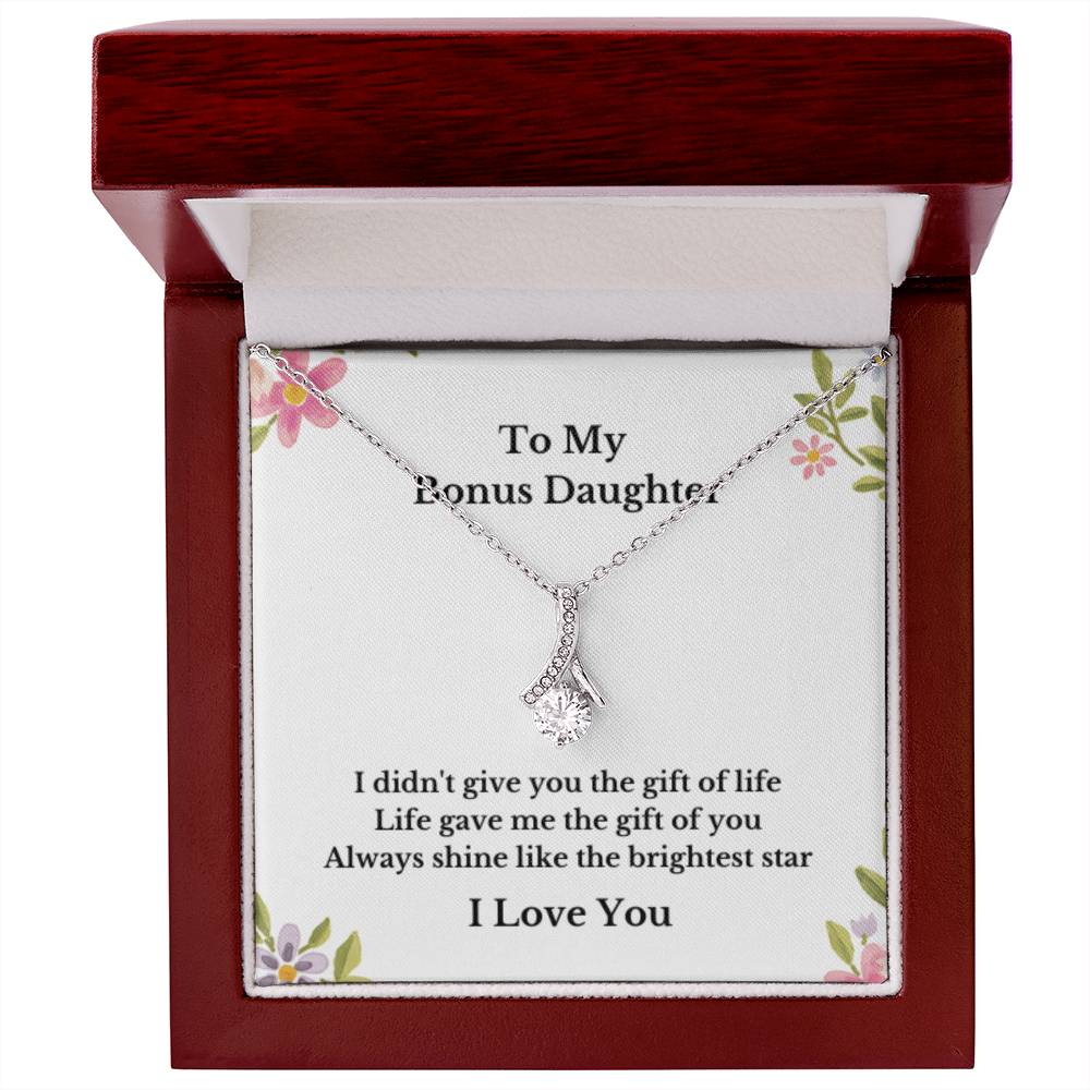 To My Bonus Daughter Necklace, Jewelry Gift From Parents Bright Star Necklace, Step Daughter Gift