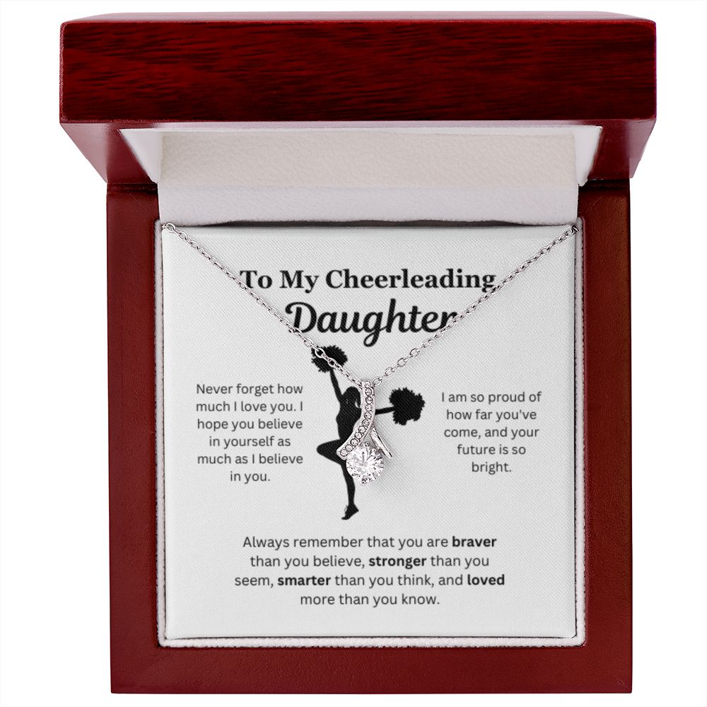 EllePendants To My Cheerleading Daughter Necklace, Father Daughter Necklace, Mother Daughter Necklace, Daughter Birthday, Heart Jewelry, Gold Jewelry, Interlocking Hearts, Message Card Necklace