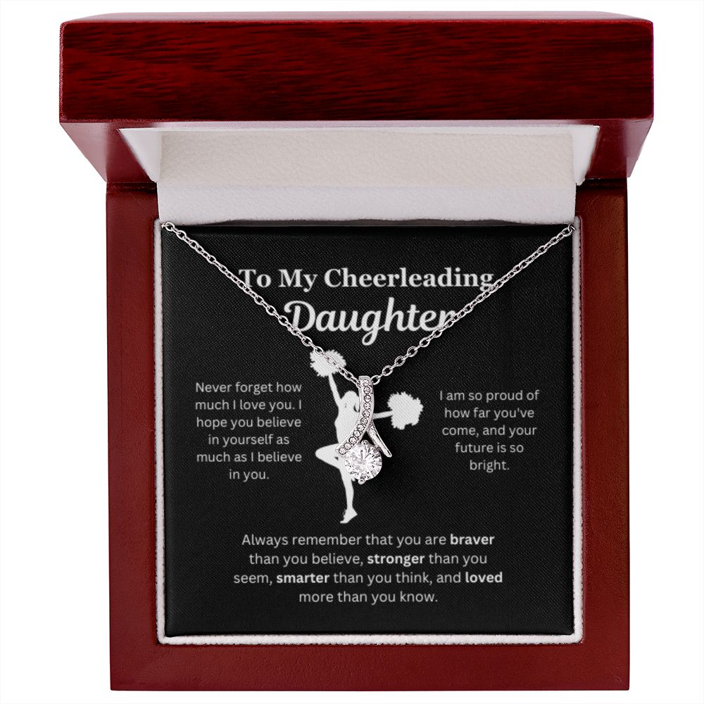 EllePendants To My Cheerleading Daughter Necklace, Father Daughter Necklace, Mother Daughter Necklace, Daughter Birthday, Heart Jewelry, Gold Jewelry, Interlocking Hearts, Message Card Necklace