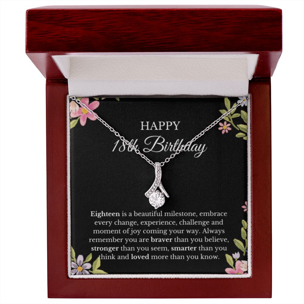 18th Birthday Necklace, Birthday Ribbon Necklace, Birthday Gifts For Woman, Birthday Card, Pendant Necklace