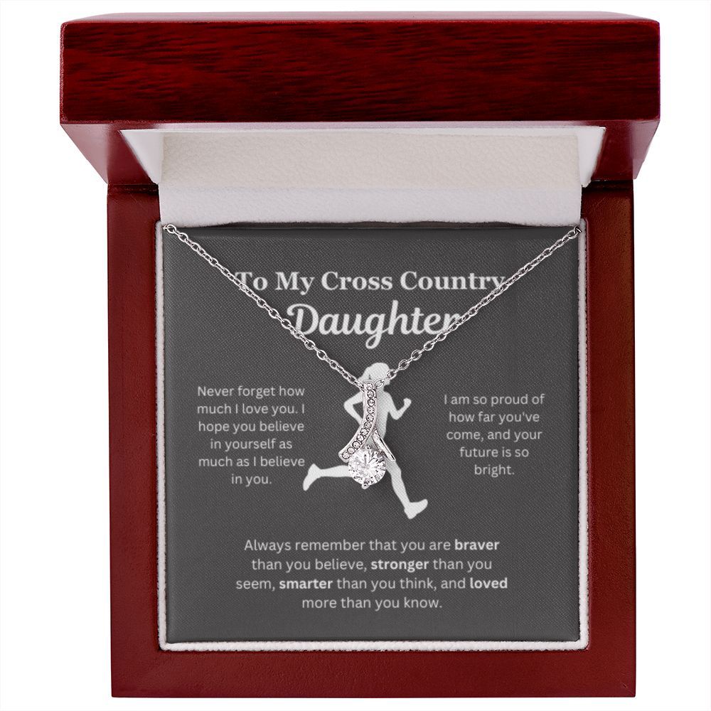 EllePendants To My Cross Country Daughter Necklace, Father Daughter Necklace, Mother Daughter Necklace, Daughter Birthday, Heart Jewelry, Gold Jewelry