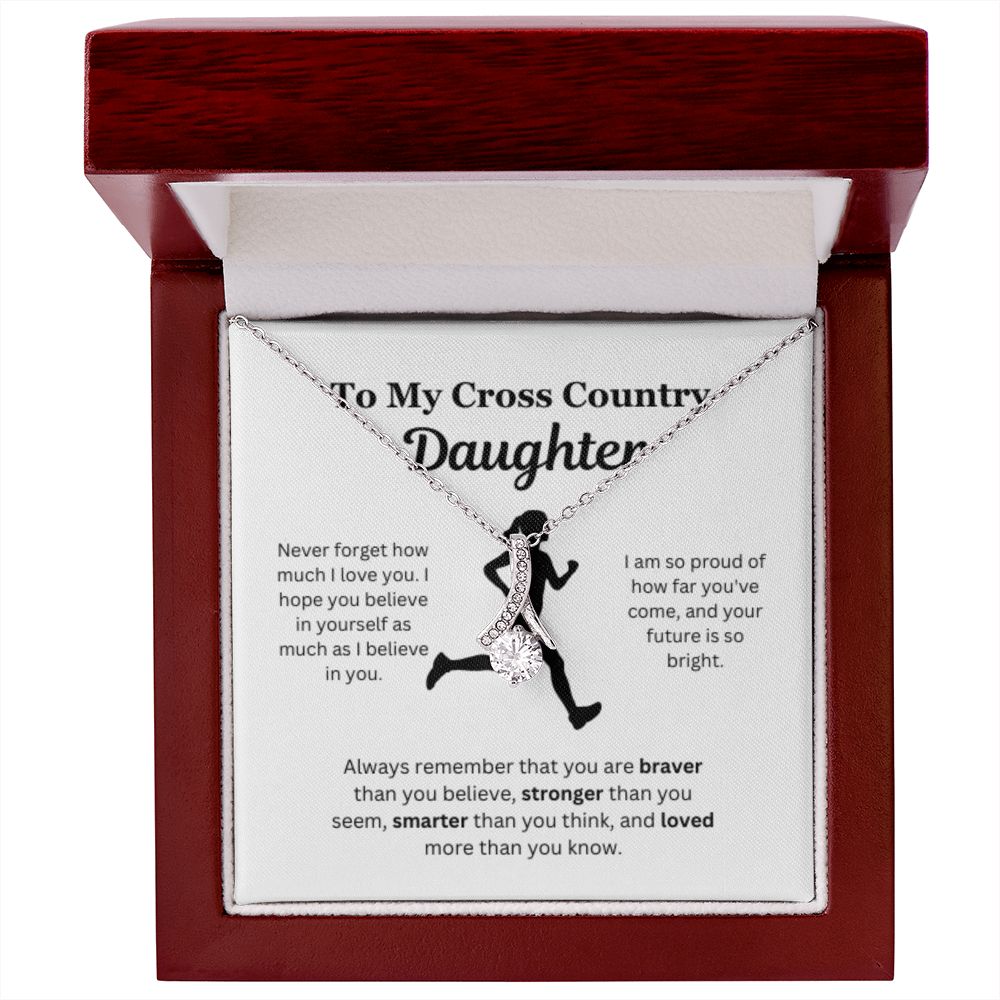 EllePendants To My Cross Country Daughter Necklace, Father Daughter Necklace, Mother Daughter Necklace, Daughter Birthday, Heart Jewelry, Gold Jewelry