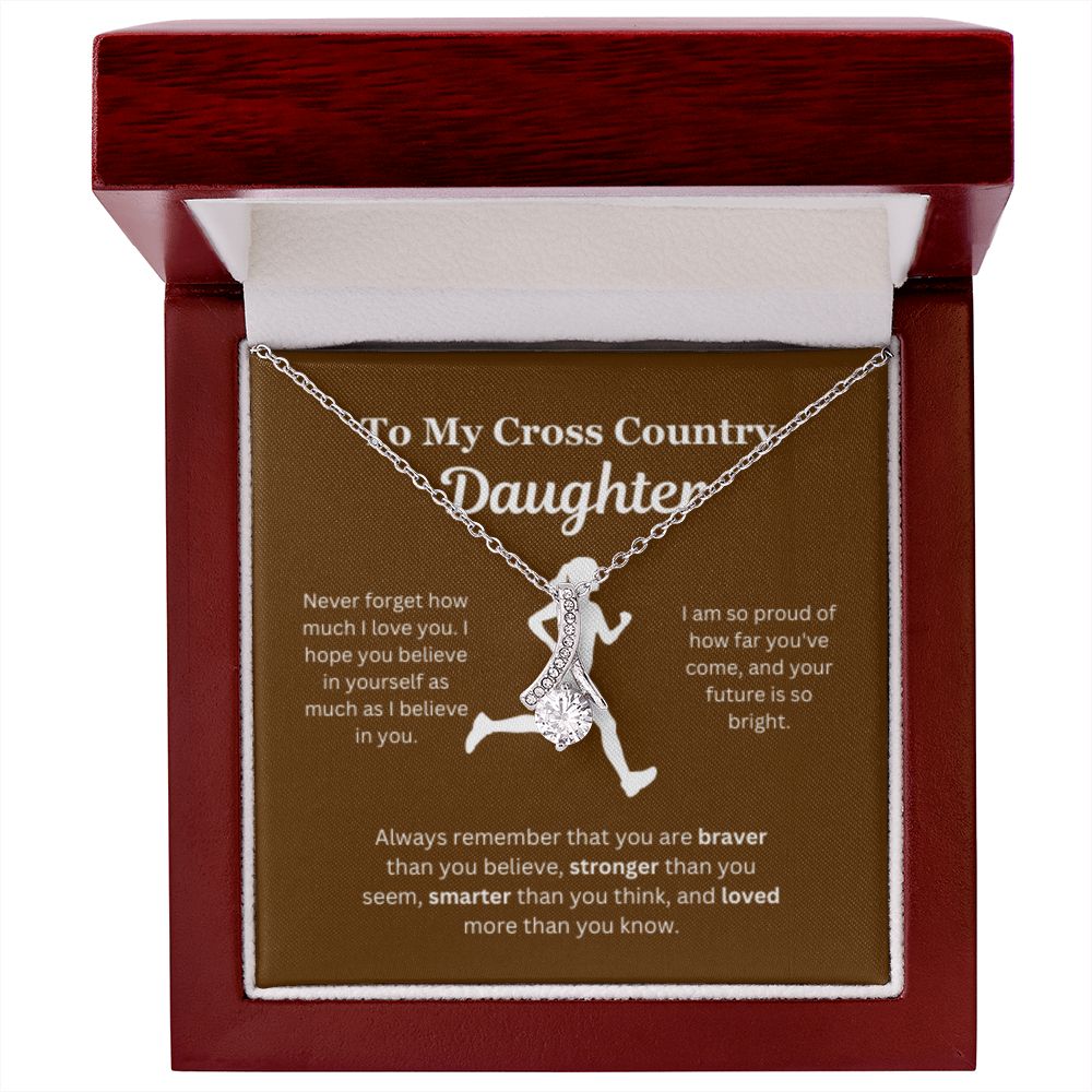 EllePendants To My Cross Country Daughter Necklace, Father Daughter Necklace, Mother Daughter Necklace, Daughter Birthday, Heart Jewelry, Gold Jewelry