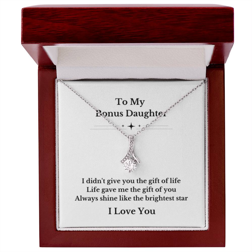 To My Bonus Daughter Necklace, Jewelry Gift From Parents Bright Star Necklace, Step Daughter Gift