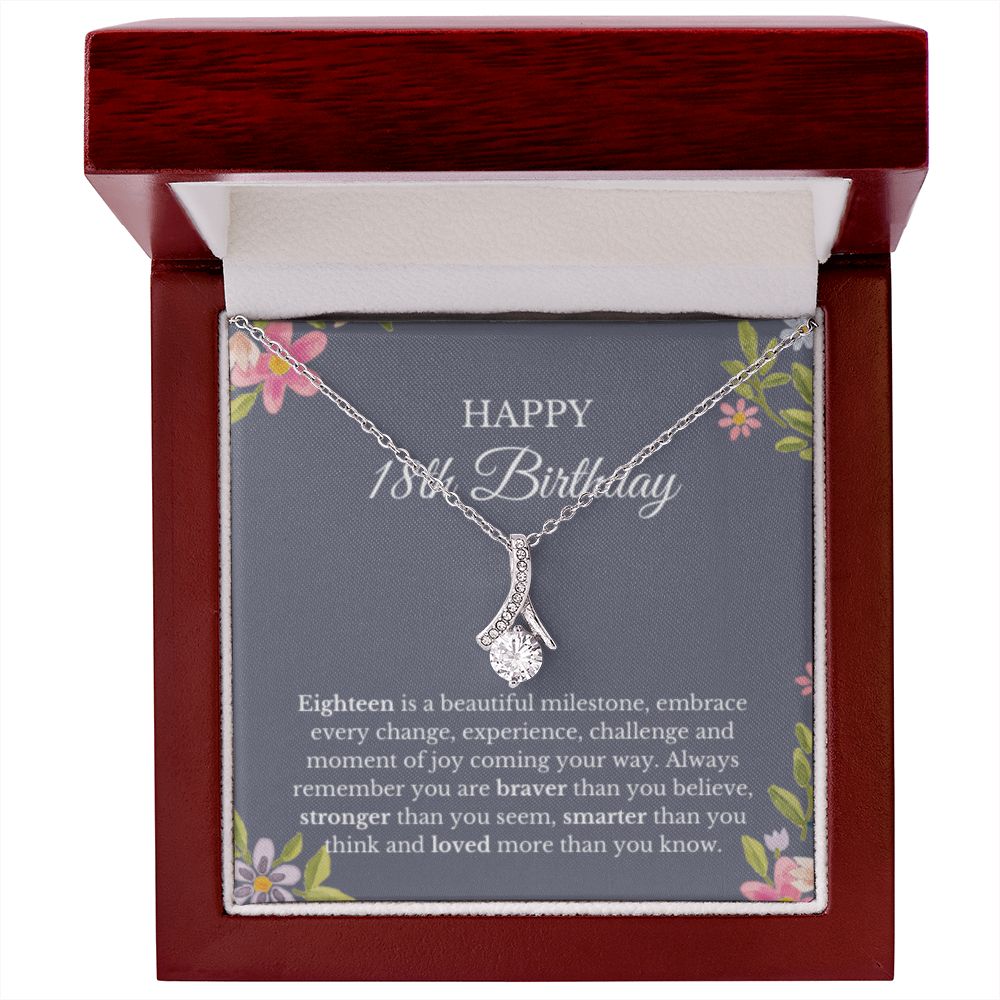 18th Birthday Necklace, Birthday Ribbon Necklace, Birthday Gifts For Woman, Birthday Card, Pendant Necklace