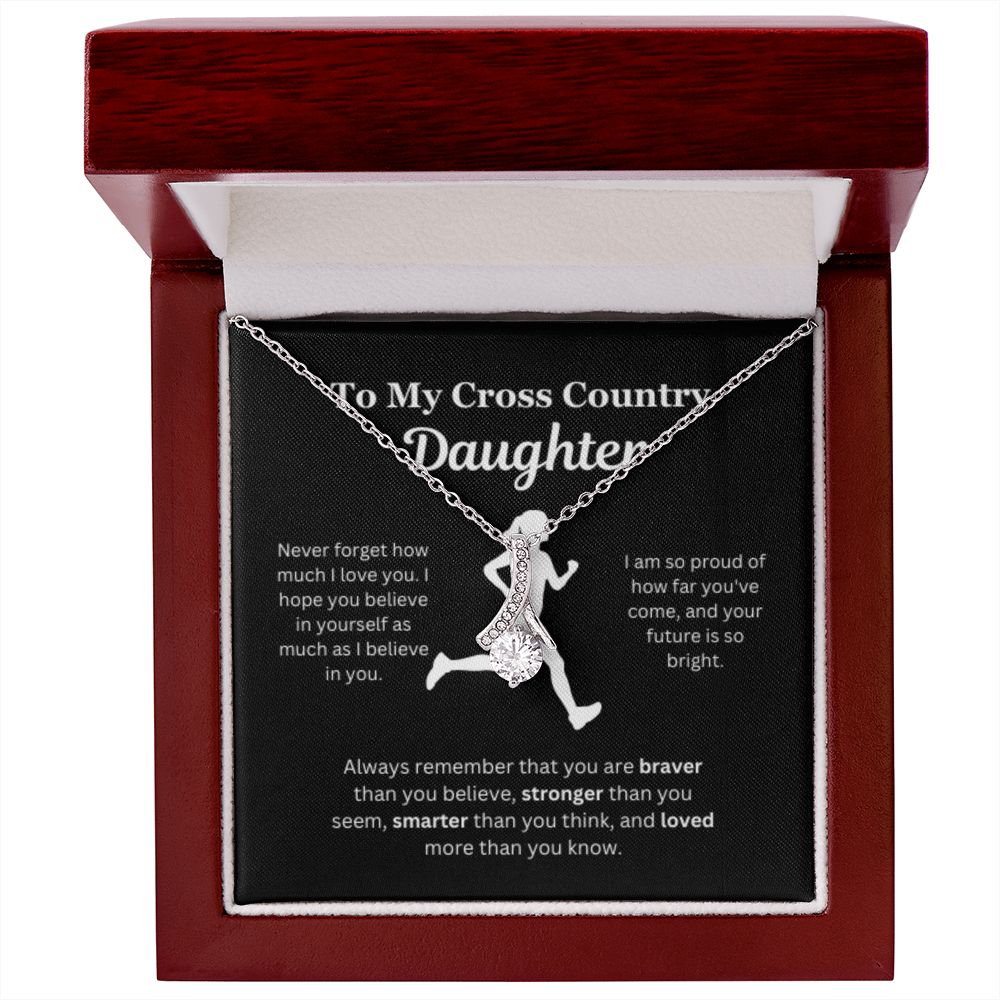 EllePendants To My Cross Country Daughter Necklace, Father Daughter Necklace, Mother Daughter Necklace, Daughter Birthday, Heart Jewelry, Gold Jewelry