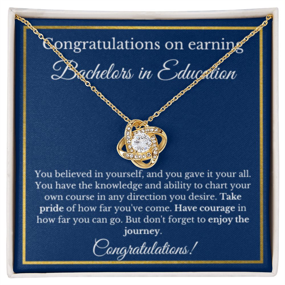 BS in Education Graduation Gifts, Future Teacher Gifts, Bachelors of Education Gold Diamond Necklace