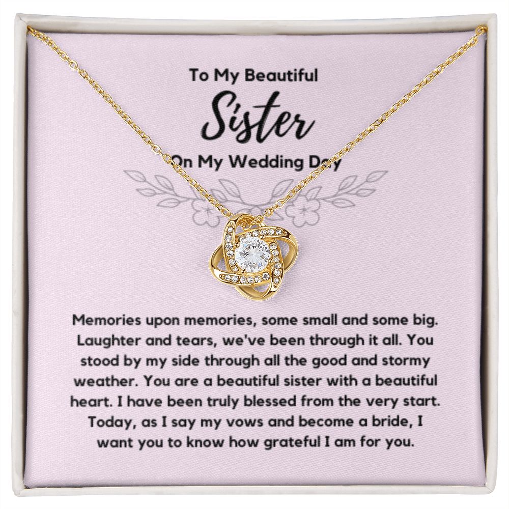 Sister of the Bride Gift Necklace, Sister Wedding Gift from Bride to Sister rehearsal dinner Gift to my Sister on my Wedding Day