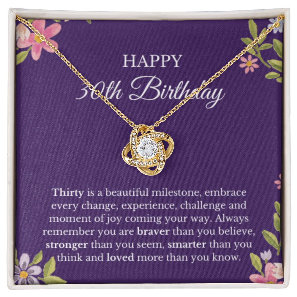 30th Birthday Necklace, Birthday Love Knot Necklace, Birthday Gifts For Woman, Birthday Card, Pendant Necklace