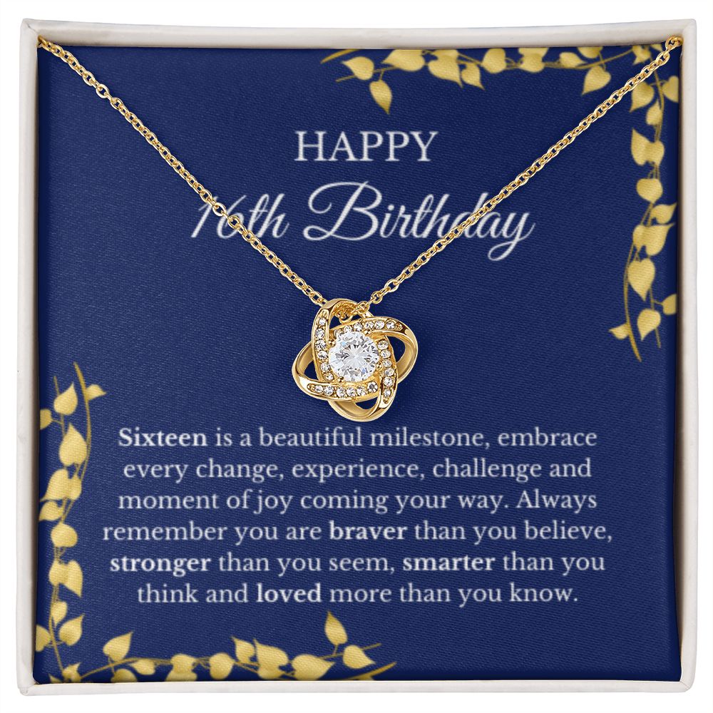 16th Birthday Necklace, Birthday Love Knot Necklace, Birthday Gifts For Woman, Birthday Card, Pendant Necklace