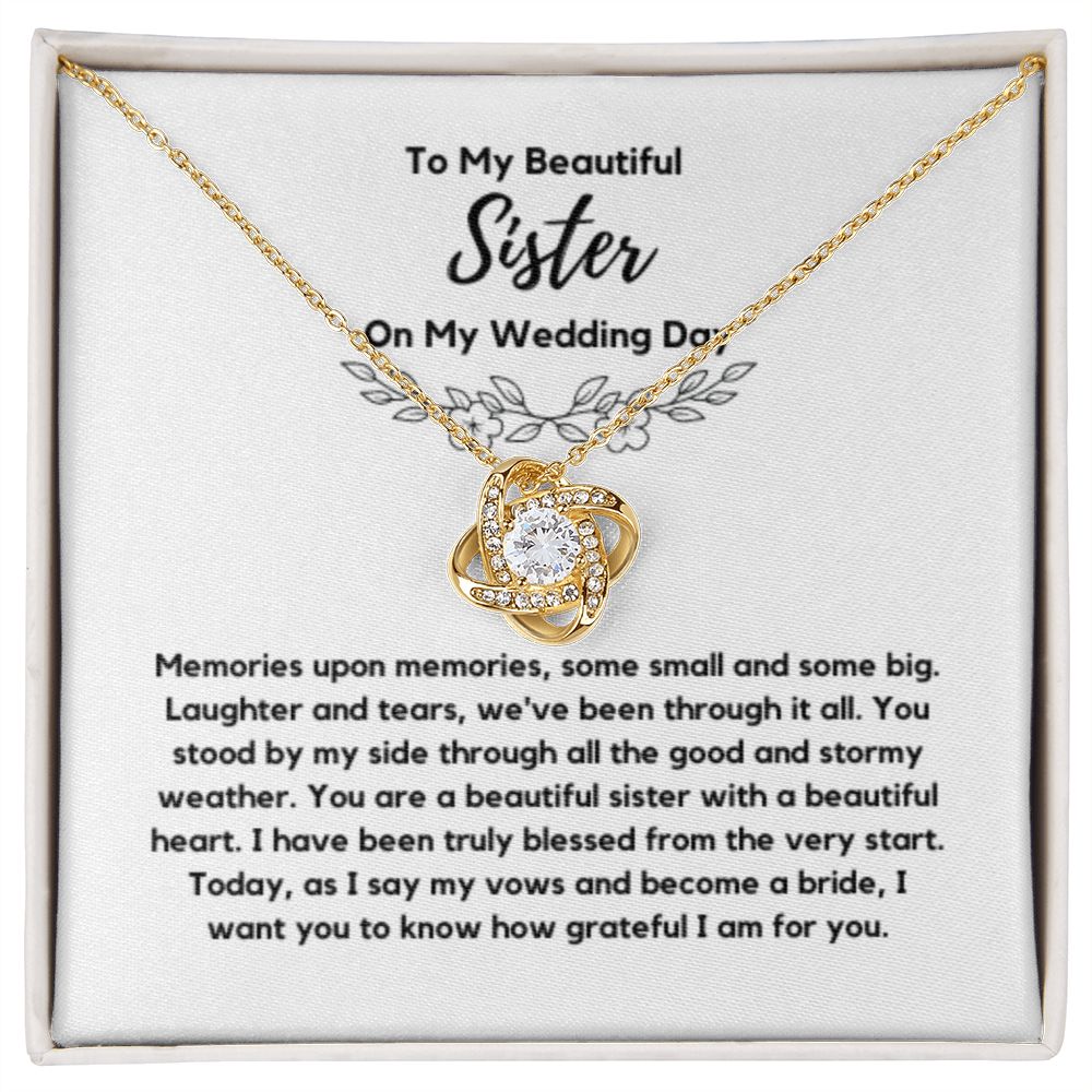 Sister of the Bride Gift Necklace, Sister Wedding Gift from Bride to Sister rehearsal dinner Gift to my Sister on my Wedding Day