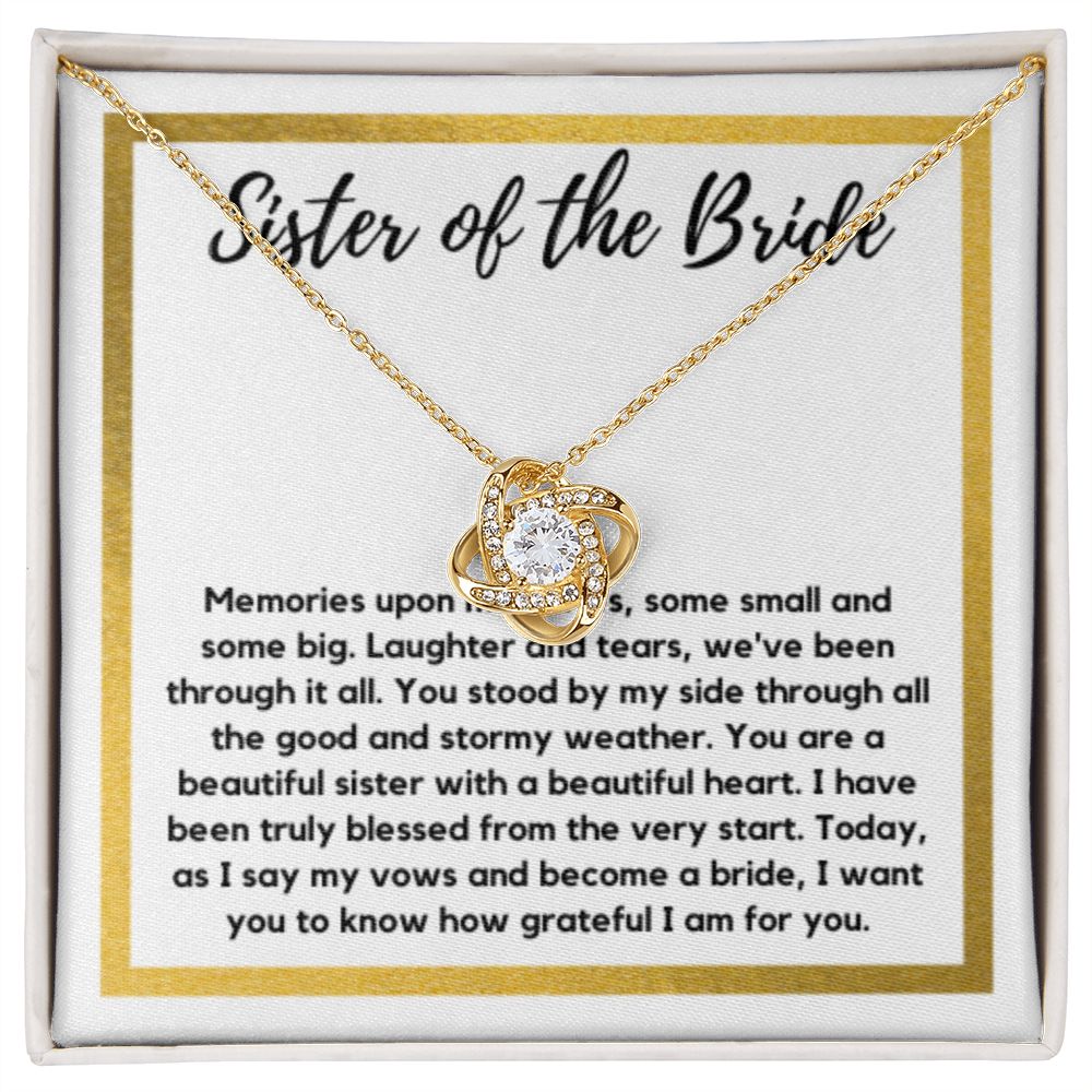 Sister of the Bride Gift Necklace, Sister Wedding Gift from Bride to Sister rehearsal dinner Gift to my Sister on my Wedding Day