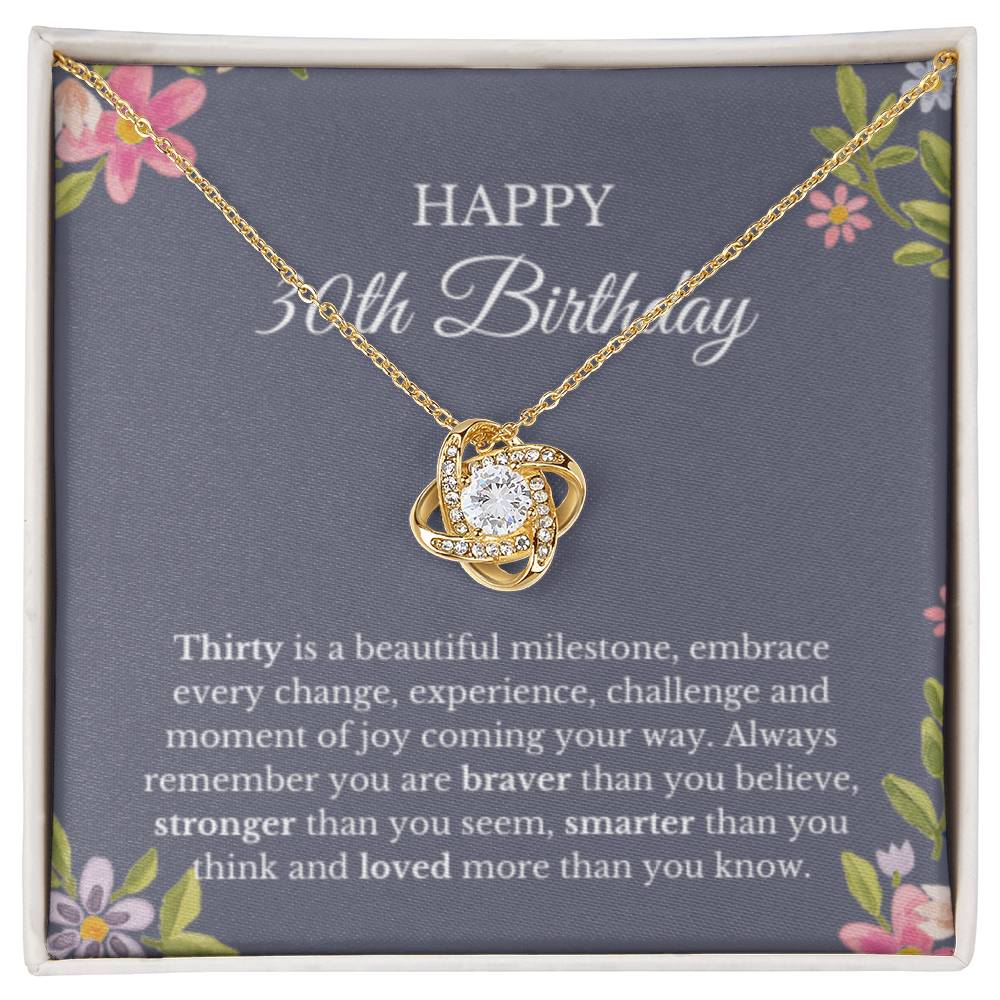 30th Birthday Necklace, Birthday Love Knot Necklace, Birthday Gifts For Woman, Birthday Card, Pendant Necklace