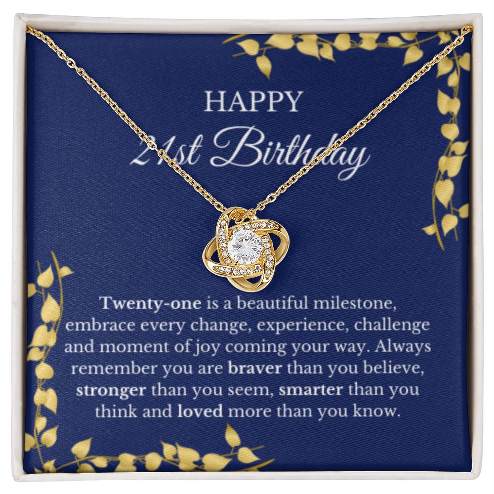 21st Birthday Necklace, Birthday Love Knot Necklace, Birthday Gifts For Woman, Birthday Card, Pendant Necklace