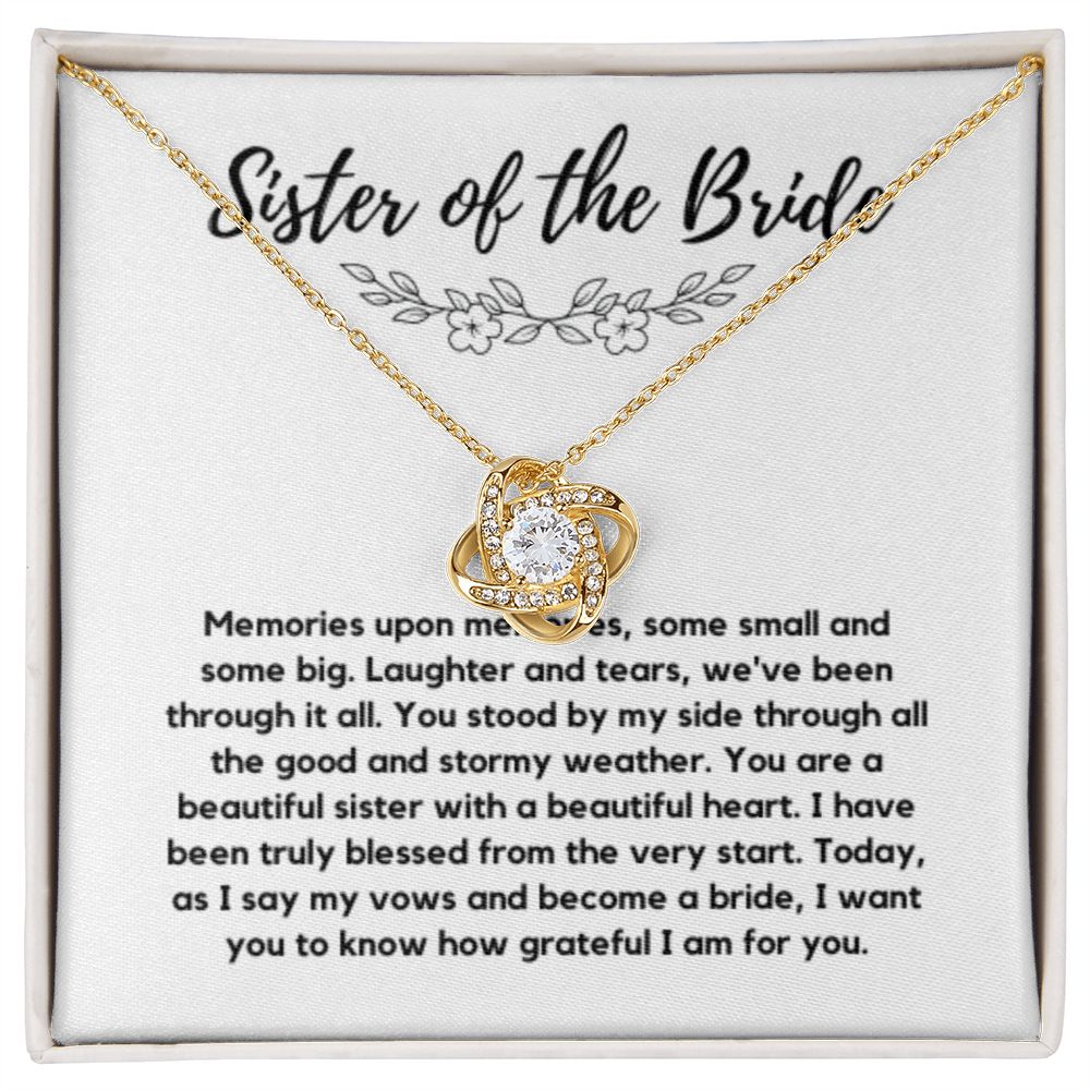 Sister of the Bride Gift Necklace, Sister Wedding Gift from Bride to Sister rehearsal dinner Gift to my Sister on my Wedding Day