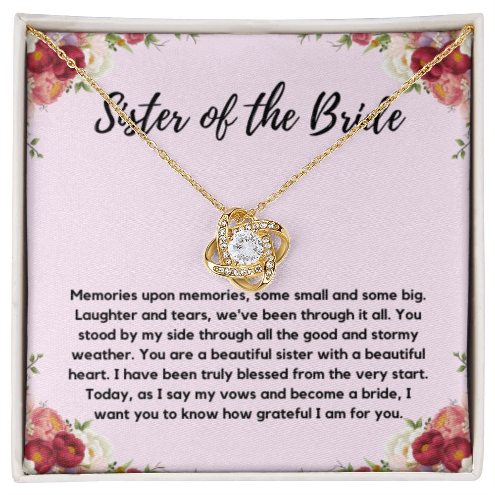 Sister of the Bride Gift Necklace, Sister Wedding Gift from Bride to Sister rehearsal dinner Gift to my Sister on my Wedding Day