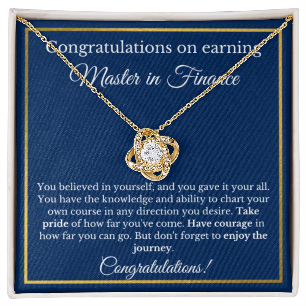 Master in Finance Graduation Gifts, Finance Business School Grad Gifts, Masters of Finance Gold Diamond Necklace