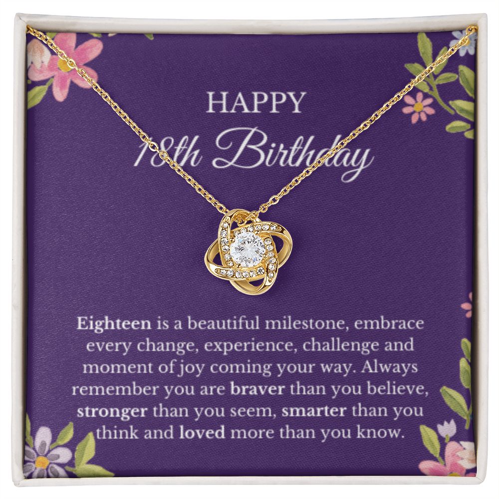 18th Birthday Necklace, Birthday Love Knot Necklace, Birthday Gifts For Woman, Birthday Card, Pendant Necklace