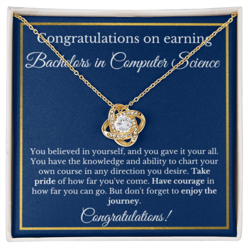 Bachelors CS Degree Graduation Gifts, SWE, Software Engineer Gifts, Bachelors of Computer Science Gold Diamond Necklace