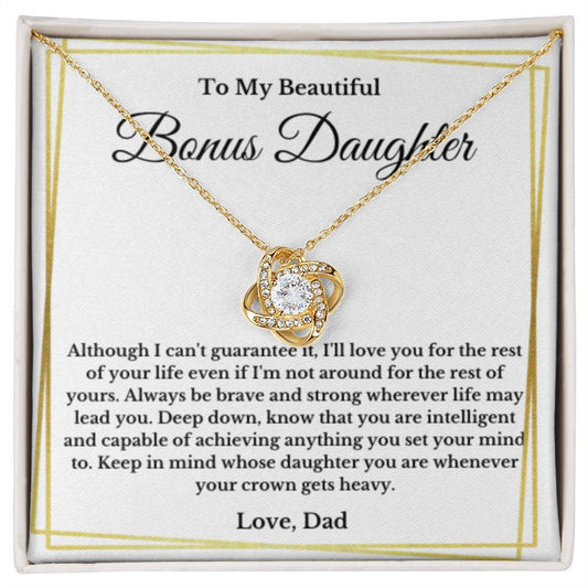 Bonus Daughter Necklace, Mother to Daughter Gift, Step Daughter Jewelry, Birthday Gift, Message Card