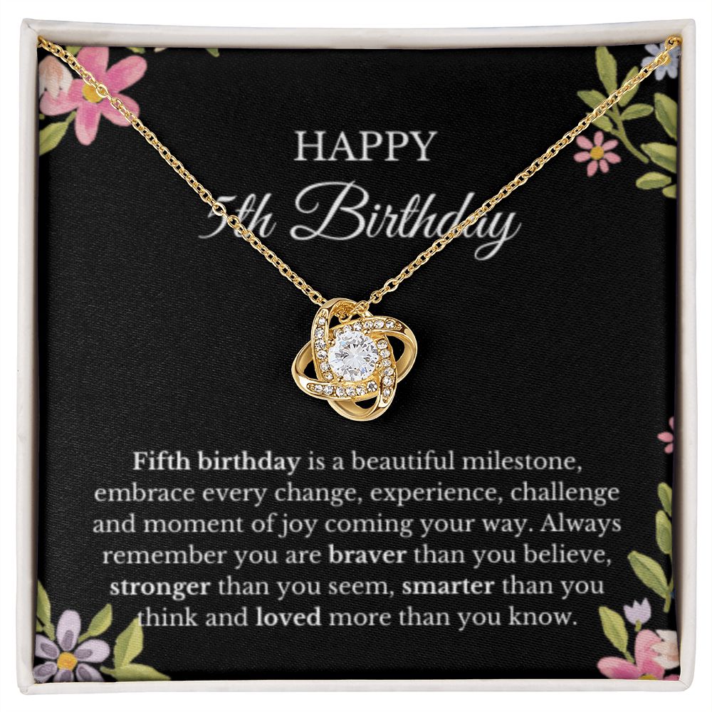 5th Birthday Necklace, Birthday Love Knot Necklace, Birthday Gifts For Woman, Birthday Card, Pendant Necklace