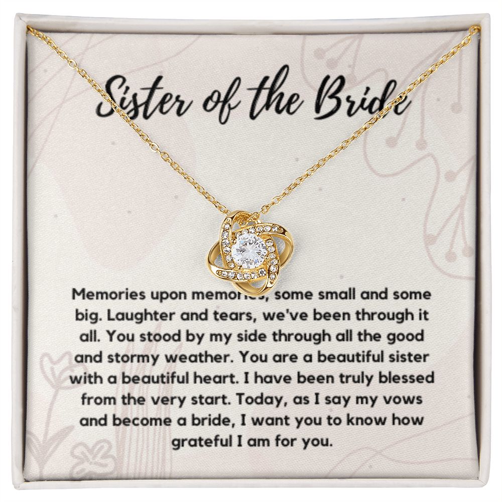 Sister of the Bride Gift Necklace, Sister Wedding Gift from Bride to Sister rehearsal dinner Gift to my Sister on my Wedding Day