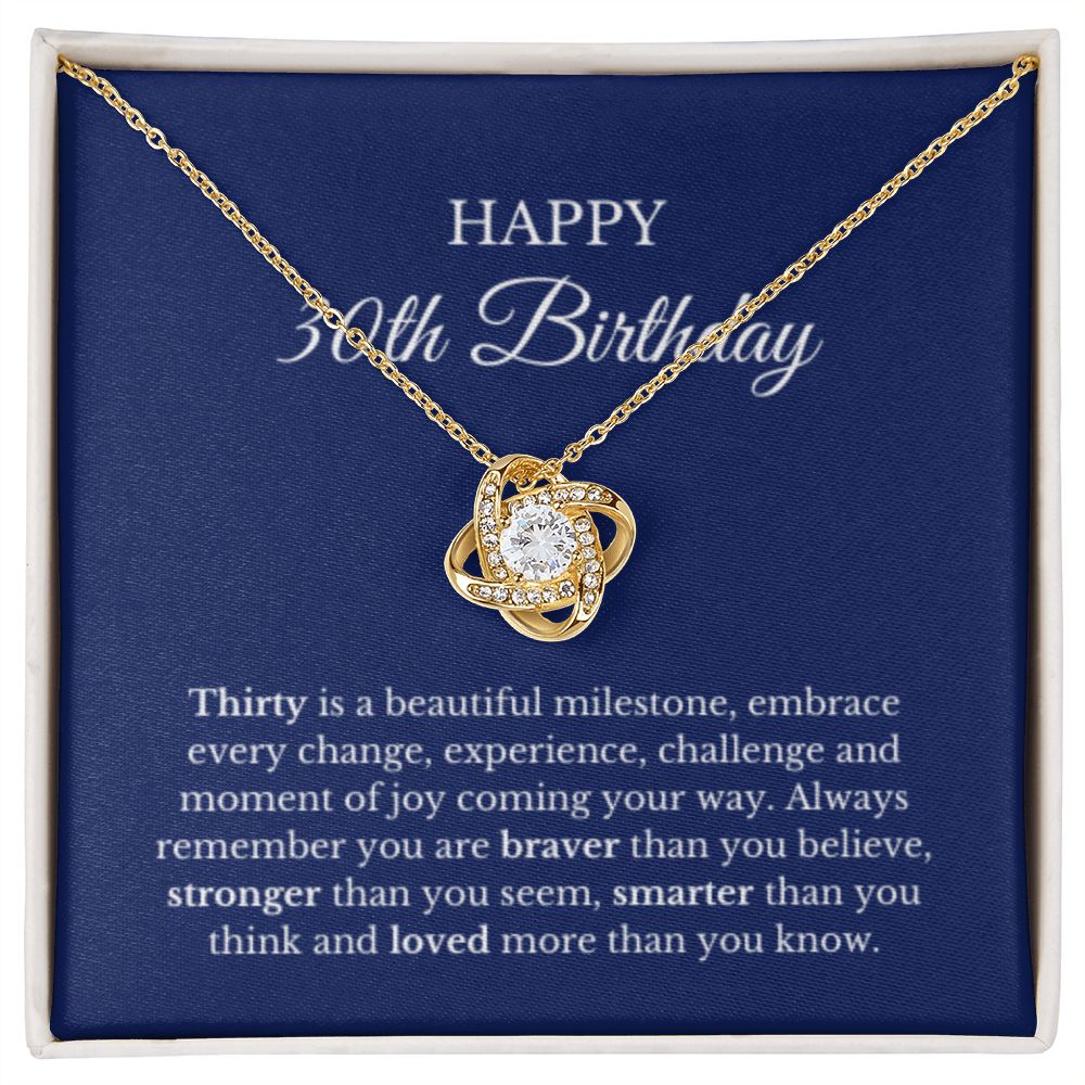 30th Birthday Necklace, Birthday Love Knot Necklace, Birthday Gifts For Woman, Birthday Card, Pendant Necklace