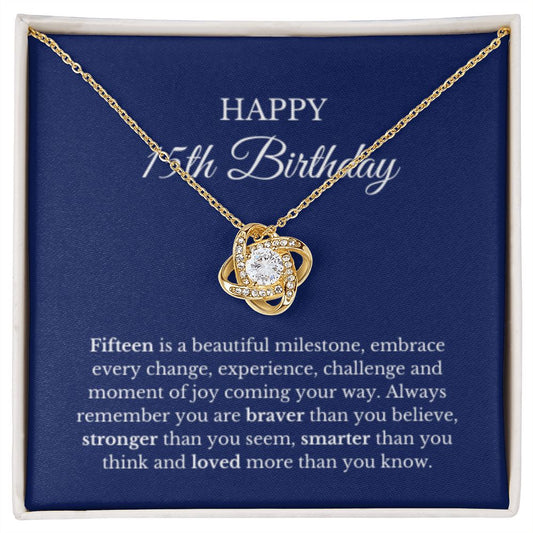 15th Birthday Necklace, Birthday Love Knot Necklace, Birthday Gifts For Woman, Birthday Card, Pendant Necklace