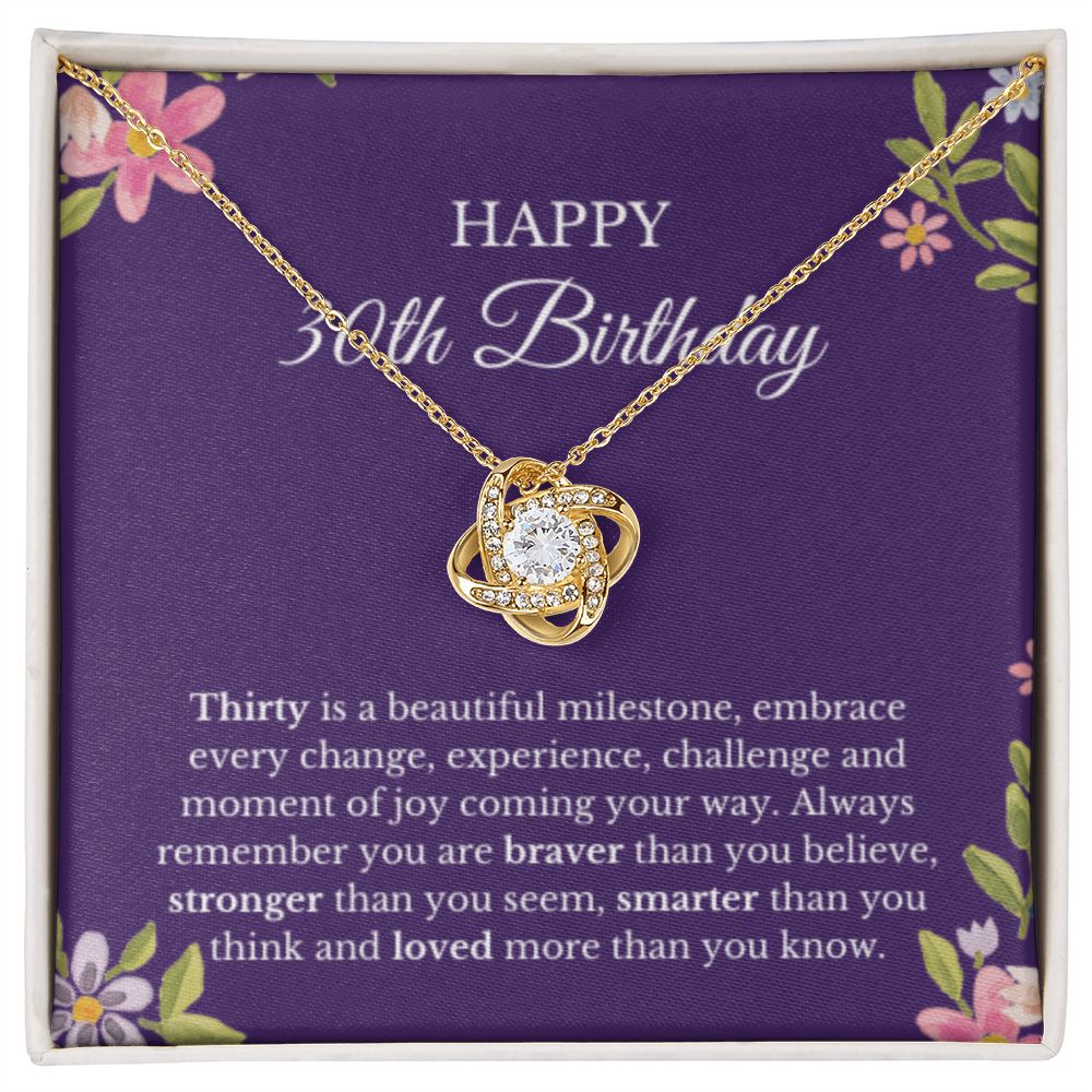 30th Birthday Necklace, Birthday Love Knot Necklace, Birthday Gifts For Woman, Birthday Card, Pendant Necklace