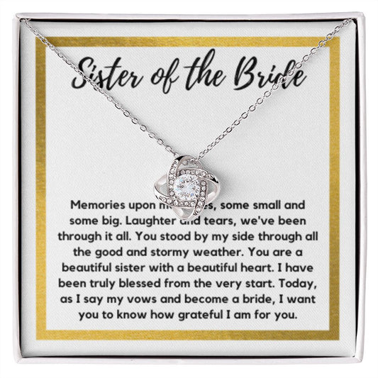 Sister of the Bride Gift Necklace, Sister Wedding Gift from Bride to Sister rehearsal dinner Gift to my Sister on my Wedding Day