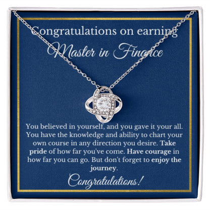 Master in Finance Graduation Gifts, Finance Business School Grad Gifts, Masters of Finance Gold Diamond Necklace