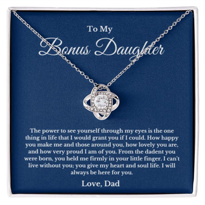 Bonus Daughter Necklace, Mother to Daughter Gift, Step Daughter Jewelry, Birthday Gift, Message Card