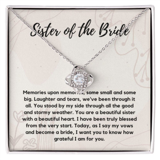 Sister of the Bride Gift Necklace, Sister Wedding Gift from Bride to Sister rehearsal dinner Gift to my Sister on my Wedding Day