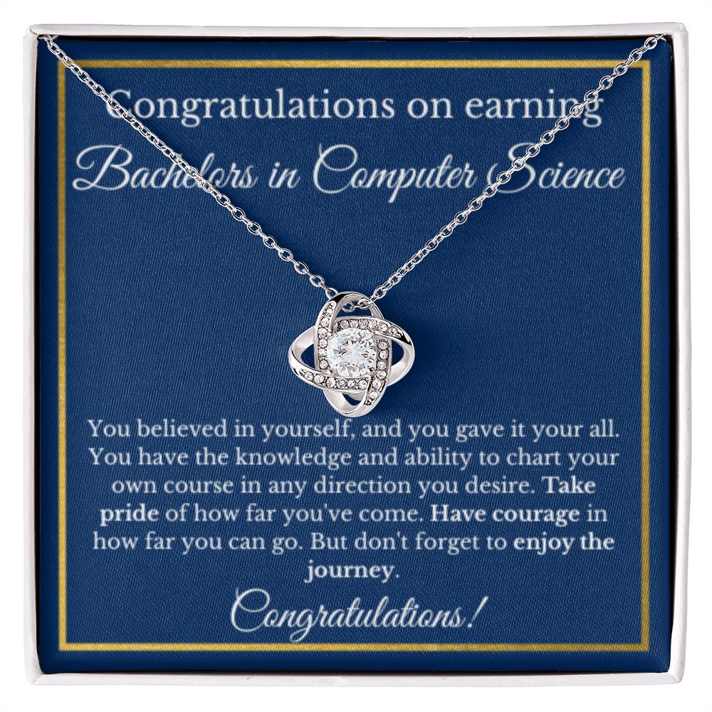 Bachelors CS Degree Graduation Gifts, SWE, Software Engineer Gifts, Bachelors of Computer Science Gold Diamond Necklace