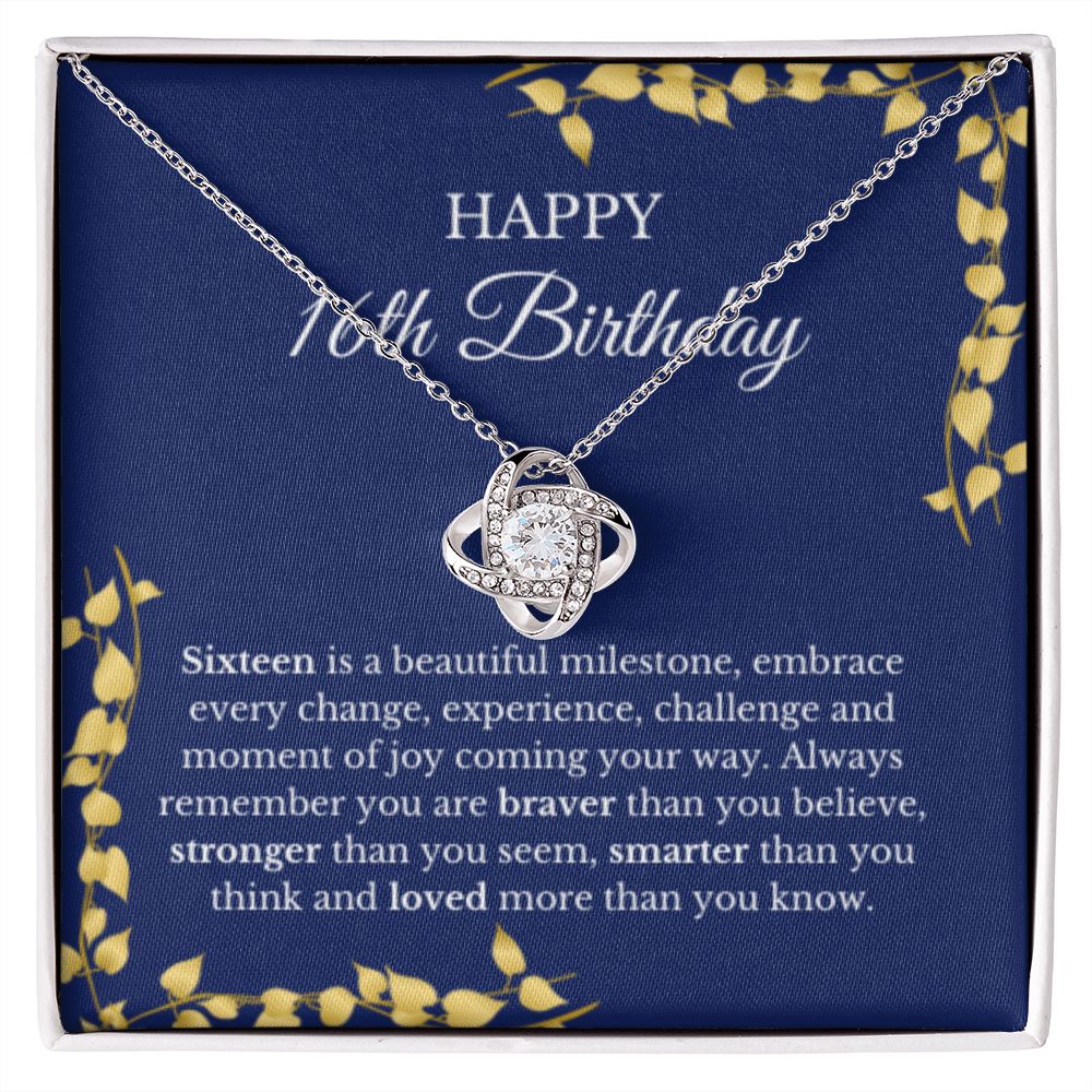 16th Birthday Necklace, Birthday Love Knot Necklace, Birthday Gifts For Woman, Birthday Card, Pendant Necklace