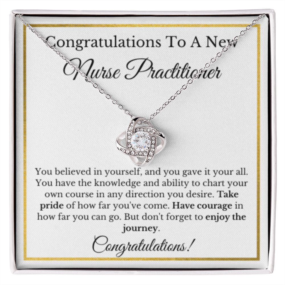 Nurse Practitioner Graduation Gift, Graduation Gift For Nurse Practitioner, New NP Necklace Gift For Future Nurse, Gold Love Knot