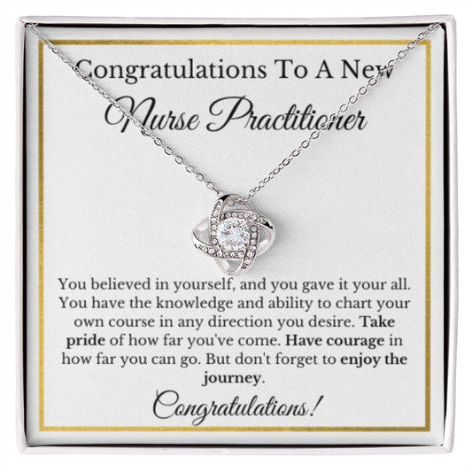 Nurse Practitioner Graduation Gift, Graduation Gift For Nurse Practitioner, New NP Necklace Gift For Future Nurse, Gold Love Knot