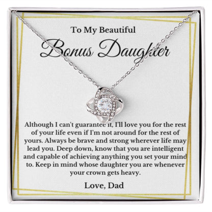 Bonus Daughter Necklace, Mother to Daughter Gift, Step Daughter Jewelry, Birthday Gift, Message Card