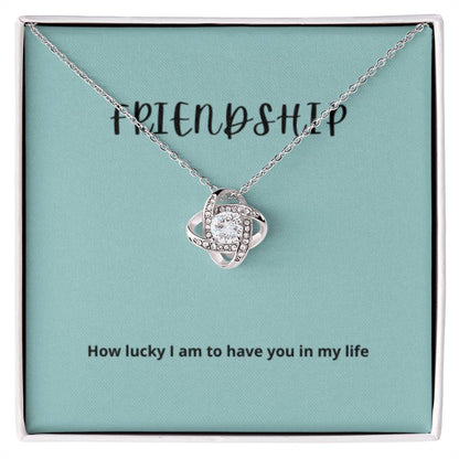 EllePendants Knot of Friendship, Hearts Friendship Necklace, Best Friend Necklaces, Friendship Jewelry Long Distance Birthday Christmas, Love Knot